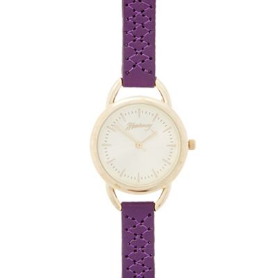 Ladies purple cross stitch analogue watch
